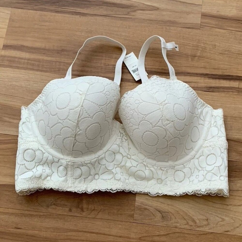 Lace Longline Strapless Bra - White